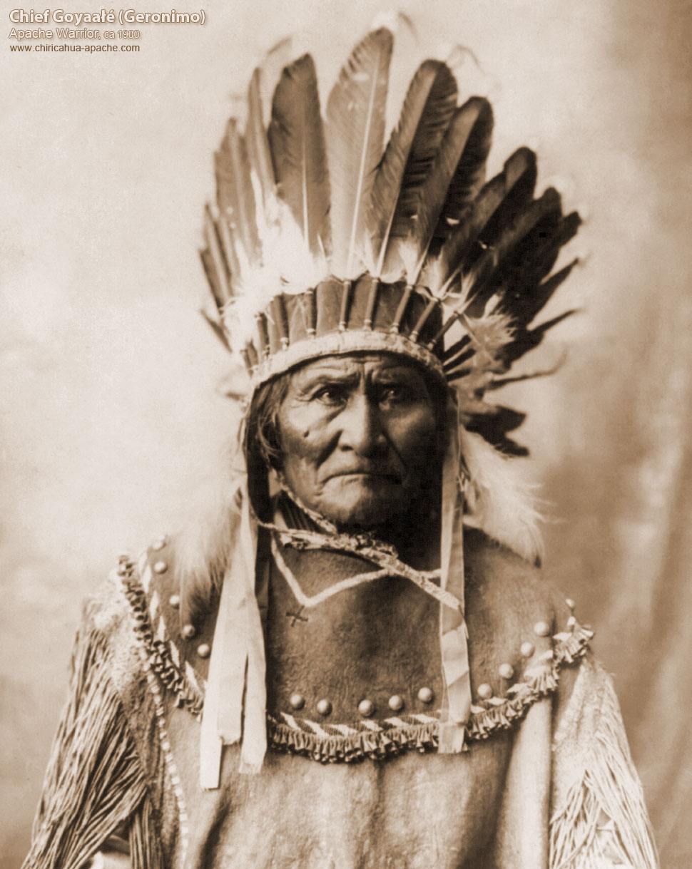 CHIEF GERONIMO PORTRAIT IN EAGLE WAR BONNET