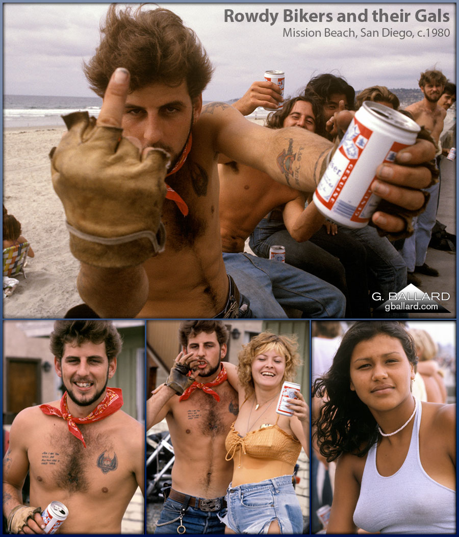 ROWDY BIKERS DRINKING ON THE BOARDWALK BEACH HAVE PRETTY GIRLFRIENDS